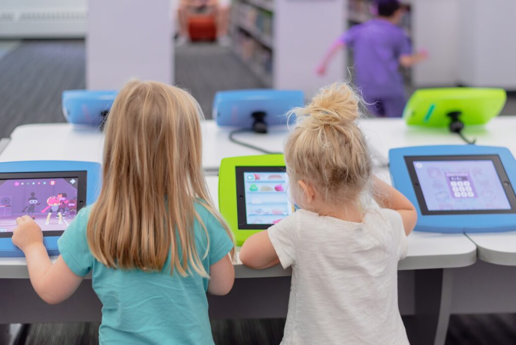 School children using tablets